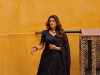 Ebony Black Chanderi Zari Weaving Lehenga Choli