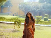 Bear Brown Chanderi Zari Weaving Lehenga Choli