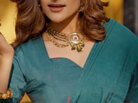 Teal Blue Chanderi Zari Weaving Lehenga Choli