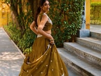 Antique Bronze Chanda Silk Embroidery Lehenga Choli
