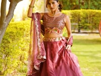 Rich Maroon Chanda Silk Embroidery Lehenga Choli