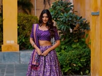 Iris Purple Tasar Silk Lehenga Choli With Saprkle Details