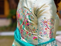 Navy Blue Zari Weaving Paithani Lehenga Choli