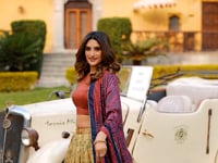 Red-Beige Vichitra Silk Printed Lehenga Choli