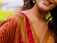 Copper-Beige Vichitra Silk Printed Lehenga Choli