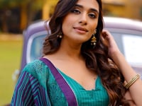 Firozi-Beige Vichitra Silk Printed Lehenga Choli