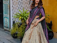 Mauve-Beige Vichitra Silk Printed Lehenga Choli