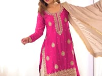 Pink Pearl Sequins Embroidery Sharara Suit