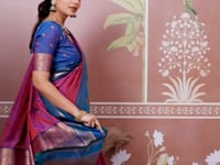 Warm Purple Tussar Silk Handloom Weaving Saree