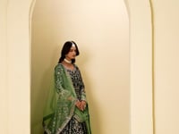 Emerald Green Velvet Heavy Embroidered Gown