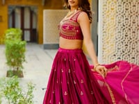 Magenta Pink Rangoli Silk Embroidery Lehenga Choli