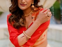 Dark Beige Jacquard Silk Paithani Co-ord set Lehenga
