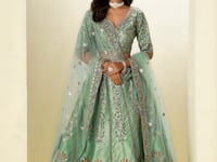 Sea Green Art Silk Embroidered Lehenga Choli