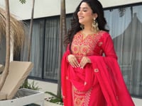 Red Pink Embroidery Work Salwar Suit