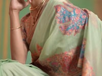 Pista Green Cotton Pashmina Weaving Saree