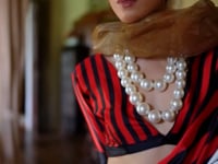 Black-White Satin Bold Stripped Print Saree