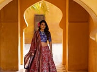 Maroon Silk Printed Lehenga Choli