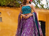 Royal Purple Silk Printed Lehenga Choli