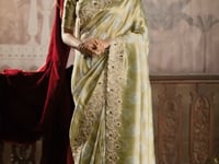 Olive Green Silk Heavy Embroidery Saree