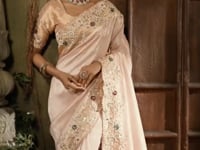 Blush Pink Silk Heavy Embroidery Saree