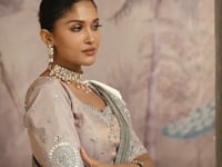 Smoky Grey Silk Heavy Embroidery Saree