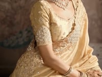 Dark Beige Silk Heavy Embroidery Saree