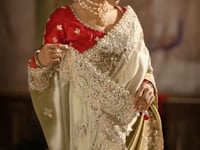 Olive Grey Silk Heavy Embroidery Saree