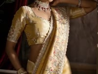 Mustard Yellow Silk Heavy Embroidery Saree