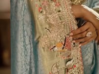 Sea Blue Silk Heavy Embroidery Saree