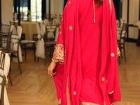 Dusty Red Chinon Embroidered Salwar Suit