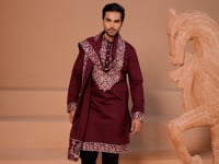 Maroon Embroidery Work Kurta With Dupatta