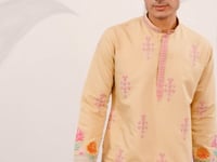 Light Yellow Embroidery Work Kurta Set