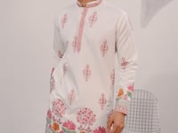 White Embroidery Work Kurta Set