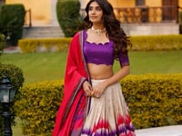 Grape Purple Tasar Silk Printed Lehenga Choli