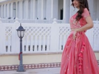 Tulip Pink Embroidery Work Silk Lehenga