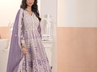 Pastel Purple Georgette Embroidery Gown