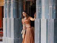 Rust Brown Shimmer Paithani Lehenga Choli