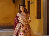 Dark Peach Shimmer Paithani Lehenga Choli