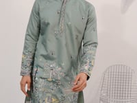 Spanish Green Embroidered Kurta Set