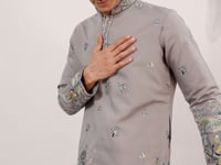 Dusty Grey Embroidered Kurta Set