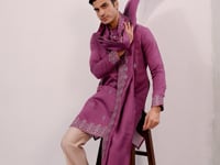 Dark Mauve Embroidery Kurta & Dupatta