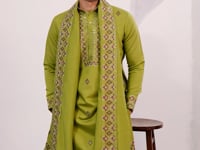 Trendy Green Embroidery Kurta & Dupatta