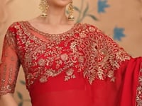 Sparkle Red Georgette Embroidery Saree