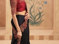 Ebony Black Chiffon Embroidery Saree