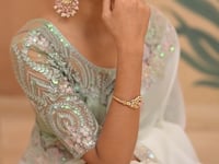 Powder White Georgette Embroidery Saree