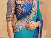 Shaded Blue Chiffon Embroidery Saree