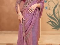 Onion Pink Georgette Embroidery Saree