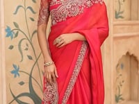 Rich Pink Chiffon Embroidery Saree