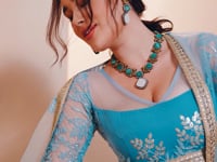 Baby Blue Net Embroidery Lehenga choli