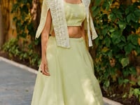 Tea Green Allnen Crush Indo-Western Set
